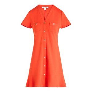 Free Assembly Bright Red Tomato V-Neck Button Down Midi Dress NWT Size XL